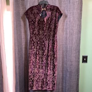 Vintage Merlot and Gold, Asian Style Dress